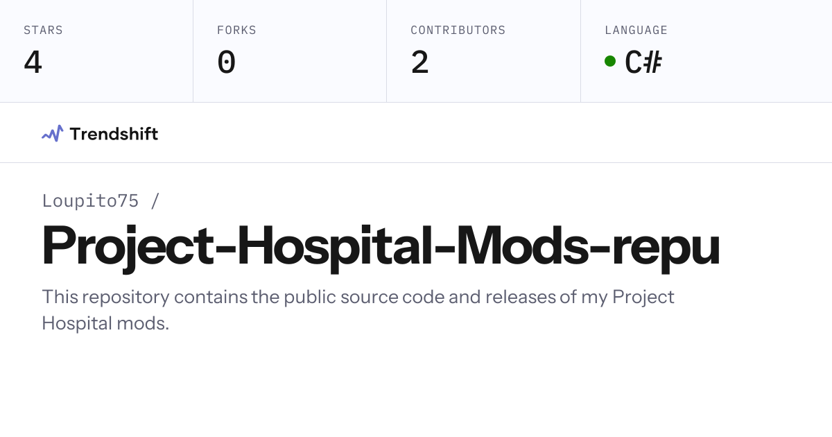Loupito75/Project-Hospital-Mods-repu — GitHub trending stats & insights ...