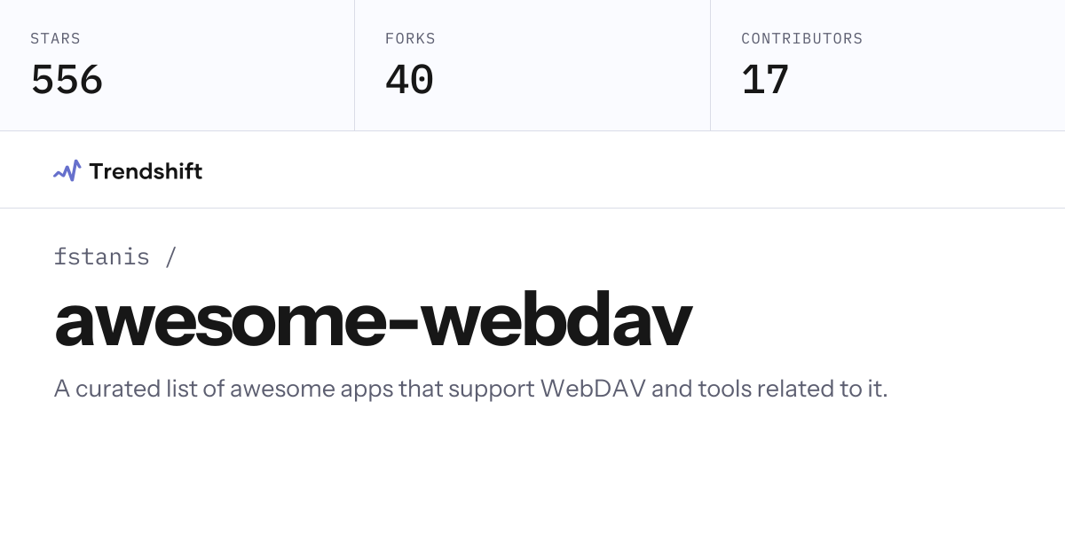 fstanis/awesome-webdav — GitHub trending stats & insights | Trendshift