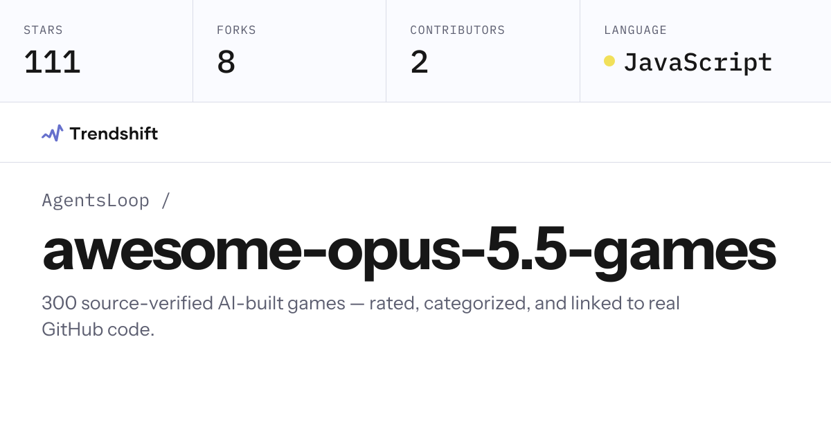 AgentsLoop/awesome-opus-5.5-games — GitHub trending stats & insights ...