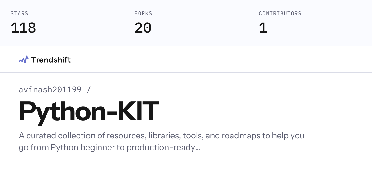avinash201199/Python-KIT — GitHub trending stats & insights | Trendshift