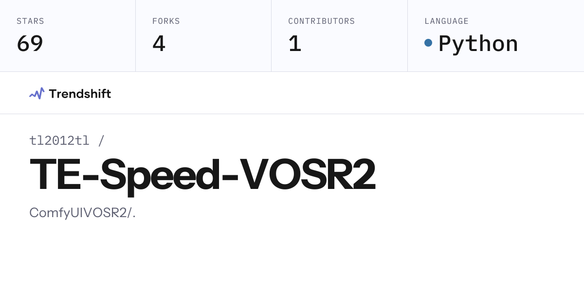 tl2012tl/TE-Speed-VOSR2 — GitHub trending stats & insights | Trendshift