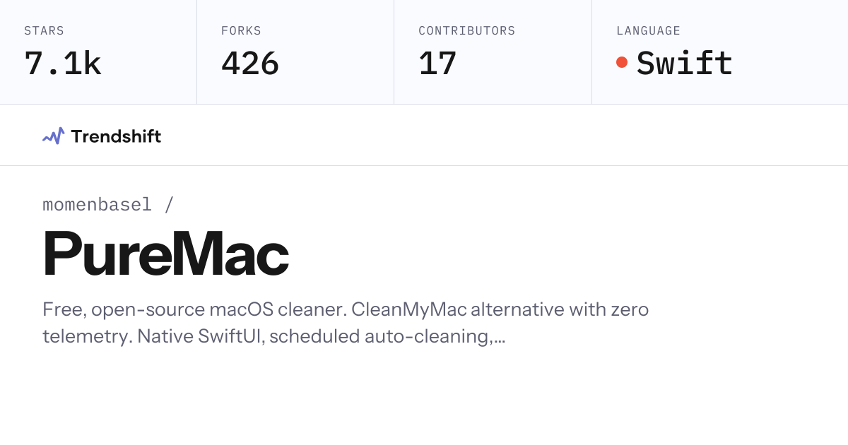 momenbasel/PureMac — GitHub trending stats & insights | Trendshift