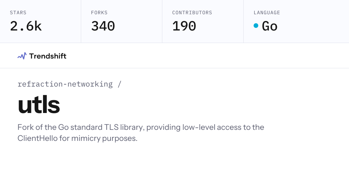 refraction-networking/utls — GitHub trending stats & insights | Trendshift