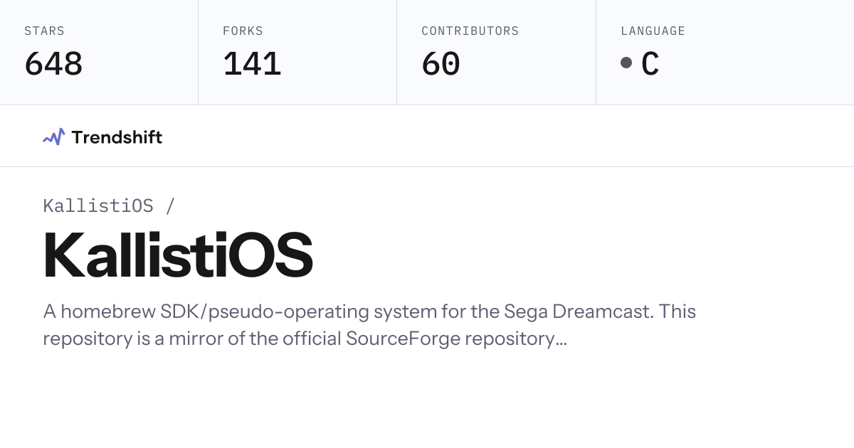 KallistiOS/KallistiOS — GitHub trending stats & insights | Trendshift