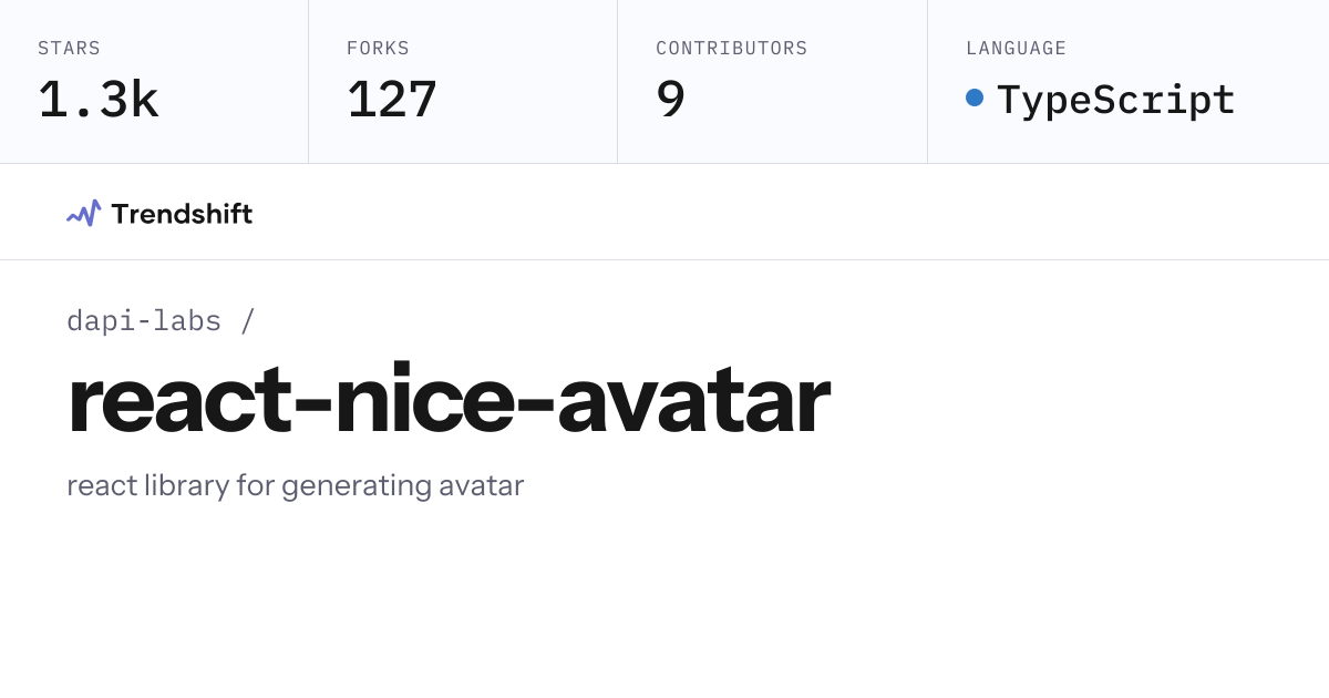 dapi-labs/react-nice-avatar — GitHub trending stats & insights | Trendshift