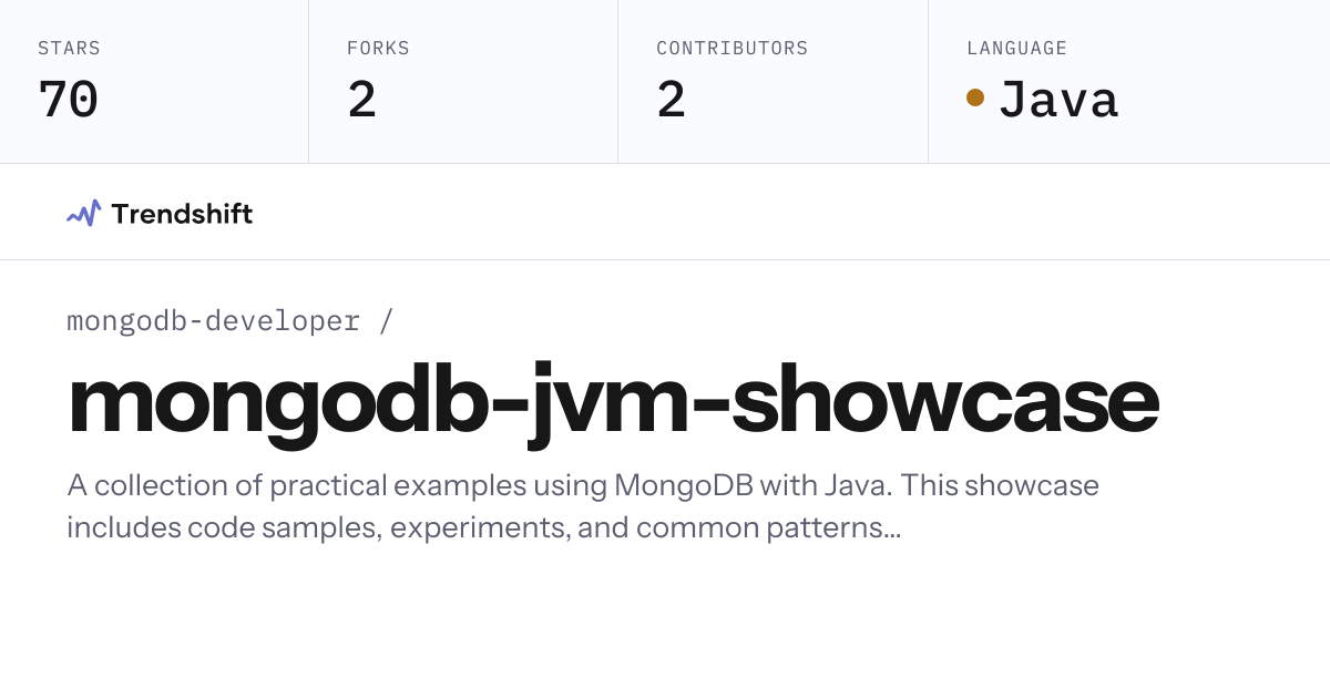 mongodb-developer/mongodb-jvm-showcase — GitHub trending stats ...