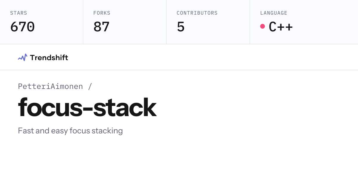 PetteriAimonen/focus-stack — GitHub trending stats & insights | Trendshift