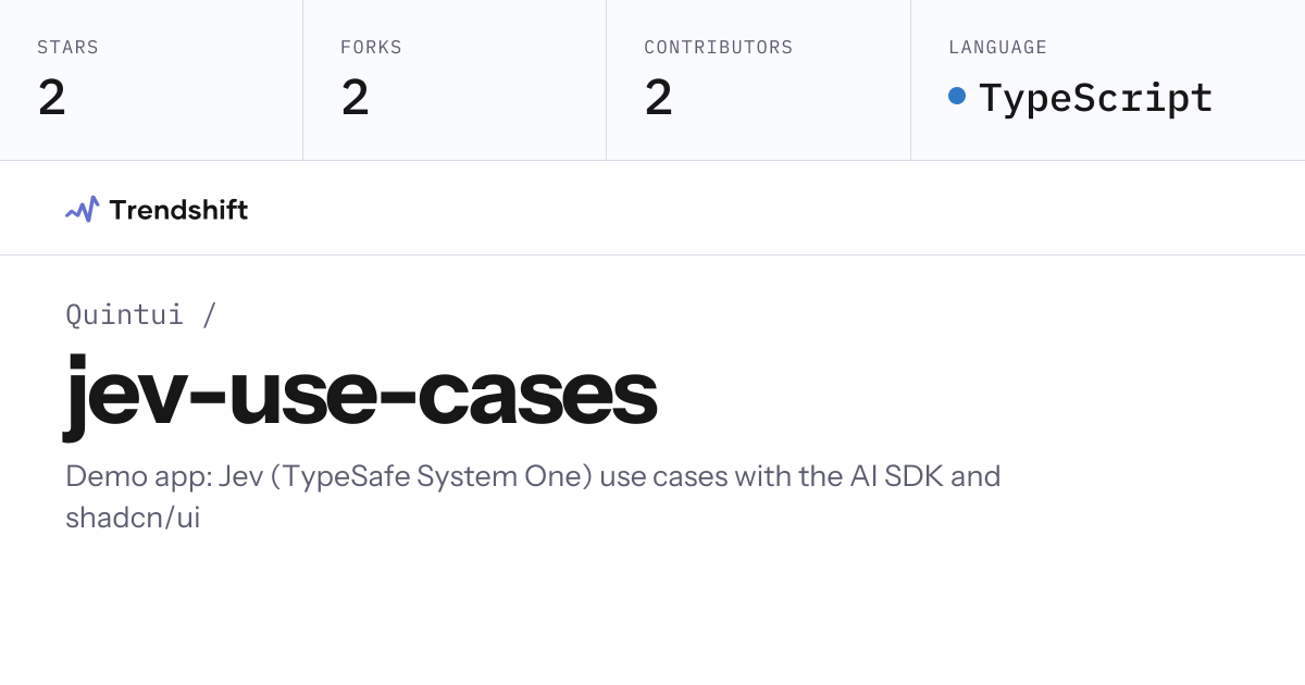 Quintui/jev-use-cases — GitHub trending stats & insights | Trendshift