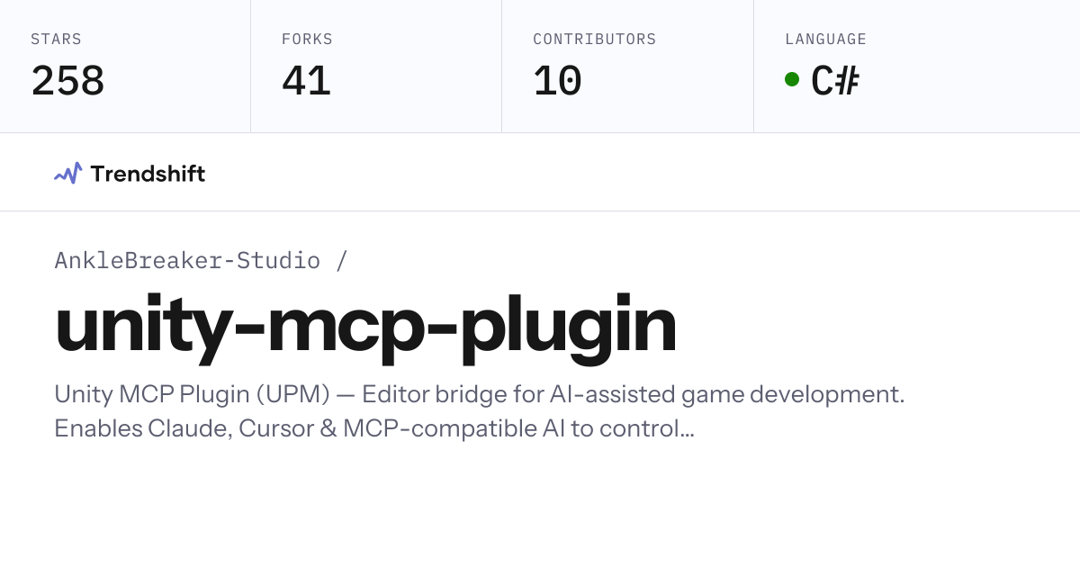AnkleBreaker-Studio/unity-mcp-plugin — GitHub trending stats & insights ...