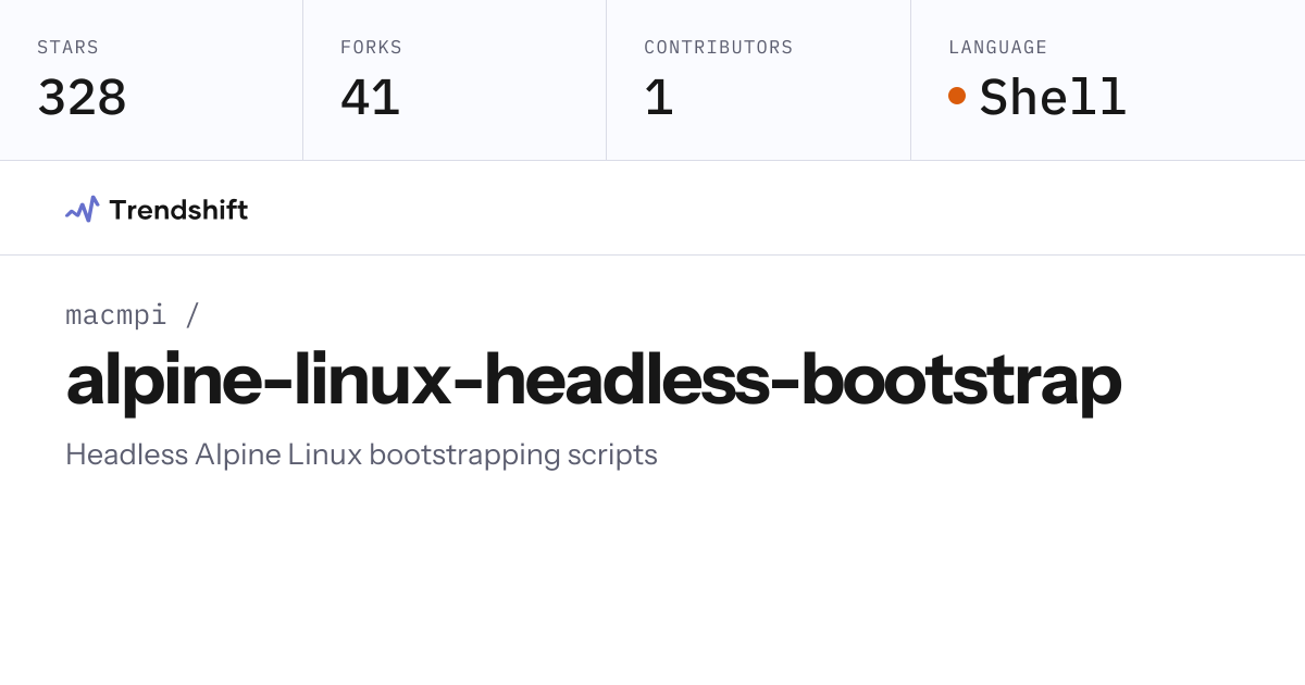 macmpi/alpine-linux-headless-bootstrap — GitHub trending stats ...