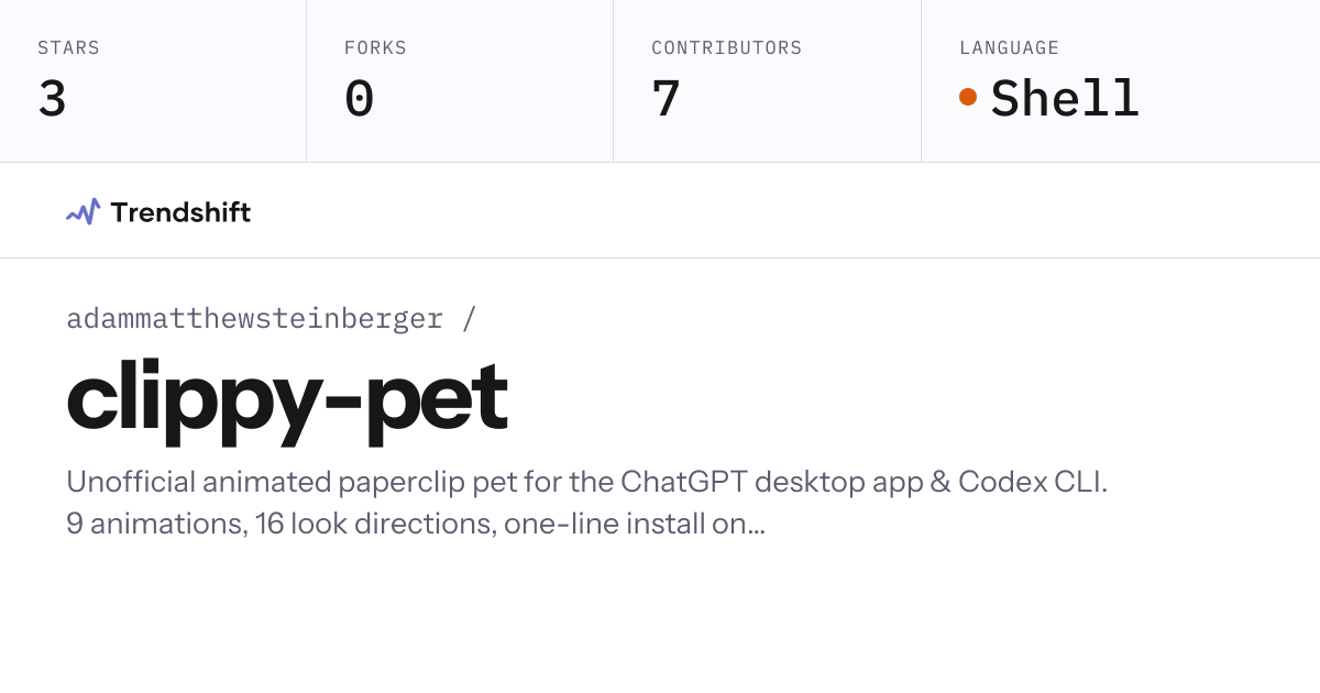 adammatthewsteinberger/clippy-pet — GitHub trending stats & insights ...