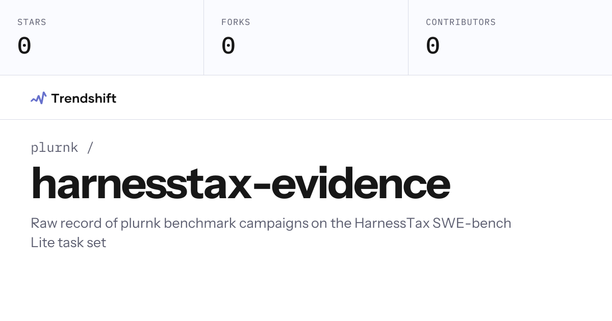 plurnk/harnesstax-evidence — GitHub trending stats & insights | Trendshift