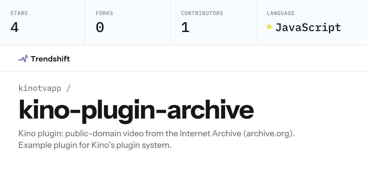 kinotvapp/kino-plugin-archive — GitHub trending stats & insights ...