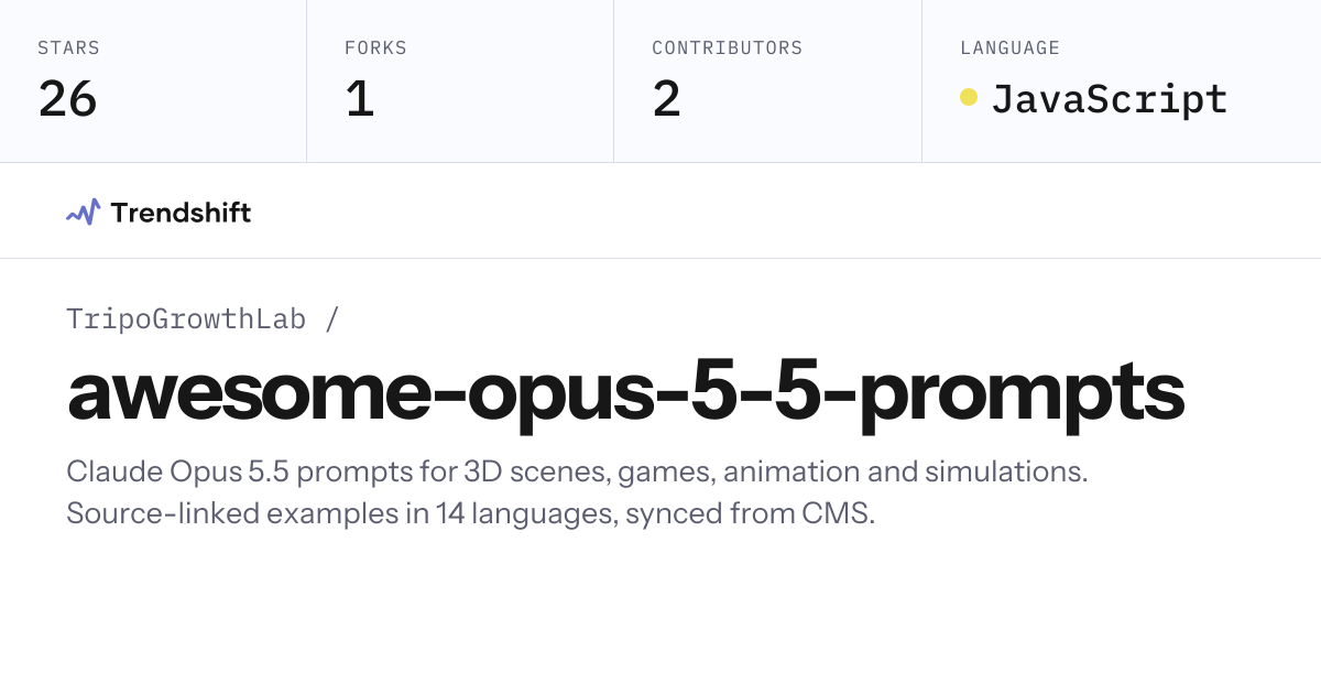 TripoGrowthLab/awesome-opus-5-5-prompts — GitHub trending stats ...