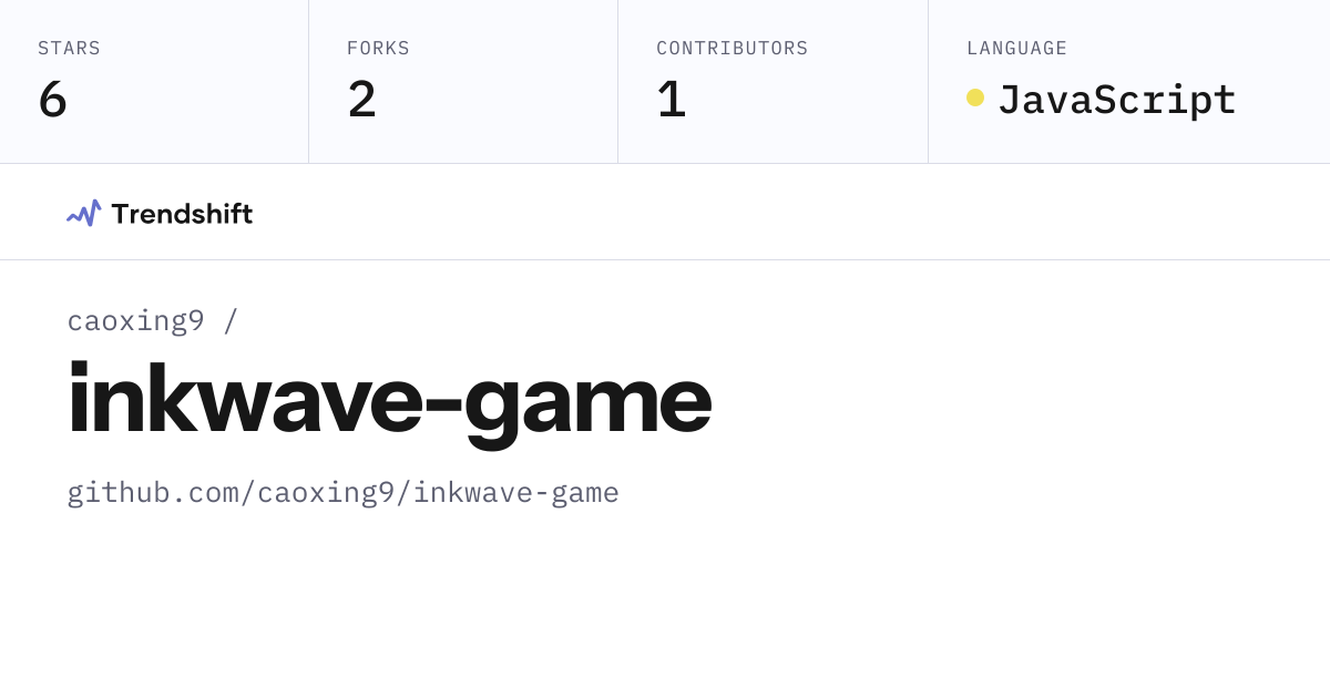 caoxing9/inkwave-game — GitHub trending stats & insights | Trendshift