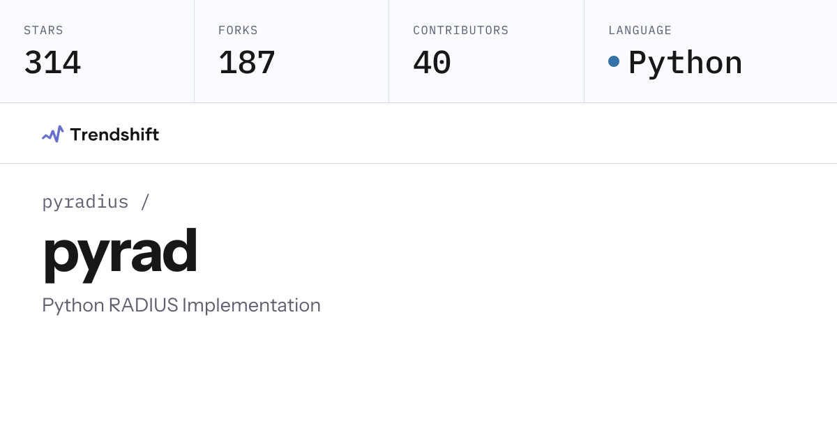 pyradius/pyrad — GitHub trending stats & insights | Trendshift
