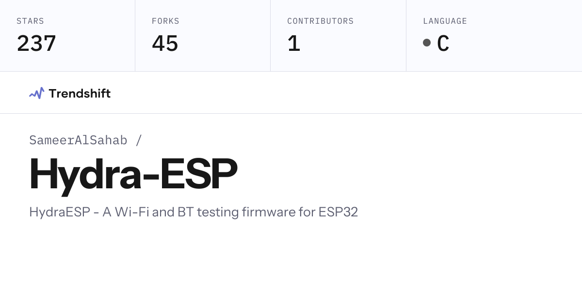 SameerAlSahab/Hydra-ESP — GitHub trending stats & insights | Trendshift