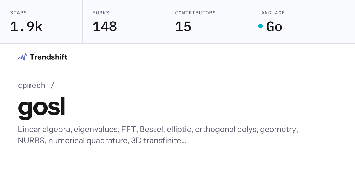 cpmech/gosl — GitHub trending stats & insights | Trendshift