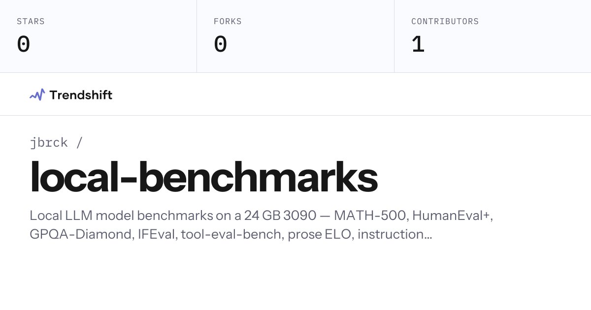 jbrck/local-benchmarks — GitHub trending stats & insights | Trendshift