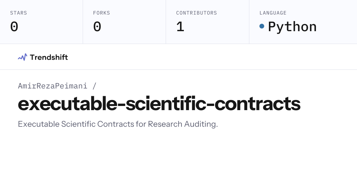 AmirRezaPeimani/executable-scientific-contracts — GitHub trending stats ...