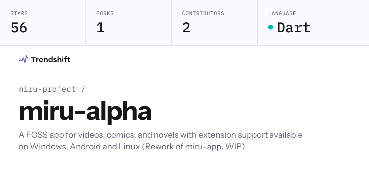 miru-project/miru-alpha — GitHub trending stats & insights | Trendshift