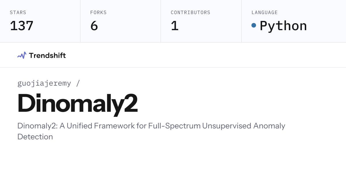 guojiajeremy/Dinomaly2 — GitHub trending stats & insights | Trendshift