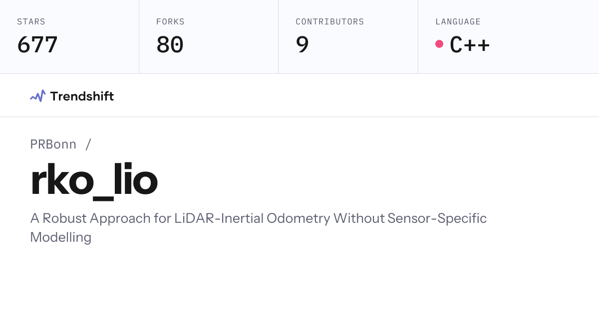 PRBonn/rko_lio — GitHub trending stats & insights | Trendshift