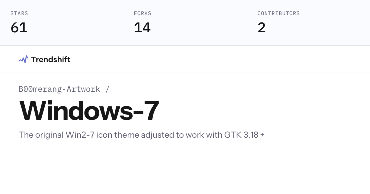 B00merang-Artwork/Windows-7 — GitHub trending stats & insights | Trendshift