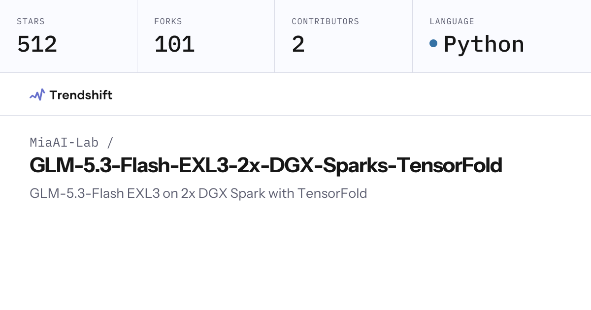MiaAI-Lab/GLM-5.3-Flash-EXL3-2x-DGX-Sparks-TensorFold — GitHub trending ...