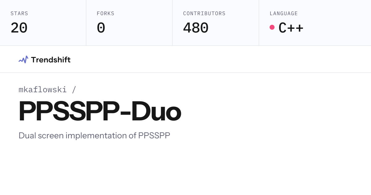 mkaflowski/PPSSPP-Duo — GitHub trending stats & insights | Trendshift