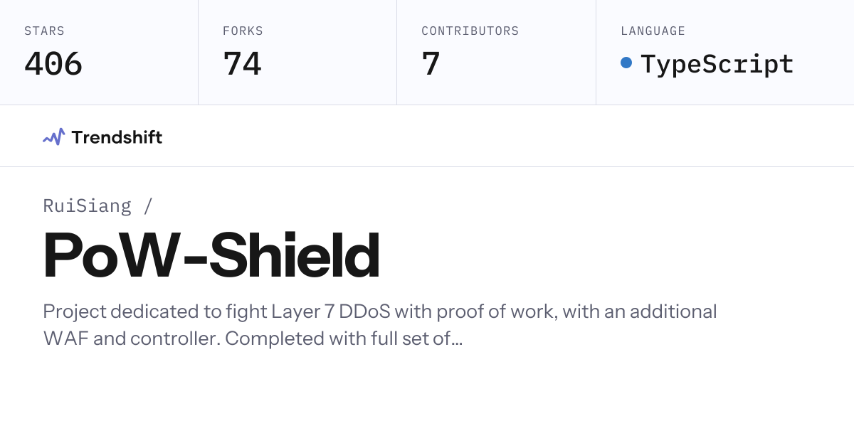 RuiSiang/PoW-Shield — GitHub trending stats & insights | Trendshift