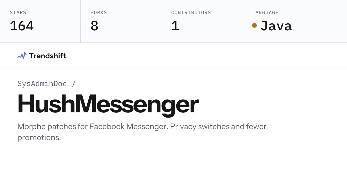 SysAdminDoc/HushMessenger — GitHub trending stats & insights | Trendshift