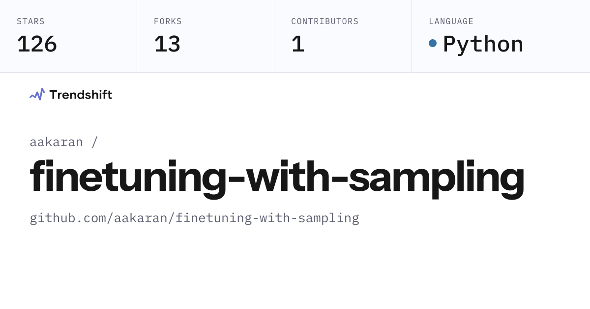aakaran/finetuning-with-sampling — GitHub trending stats & insights ...