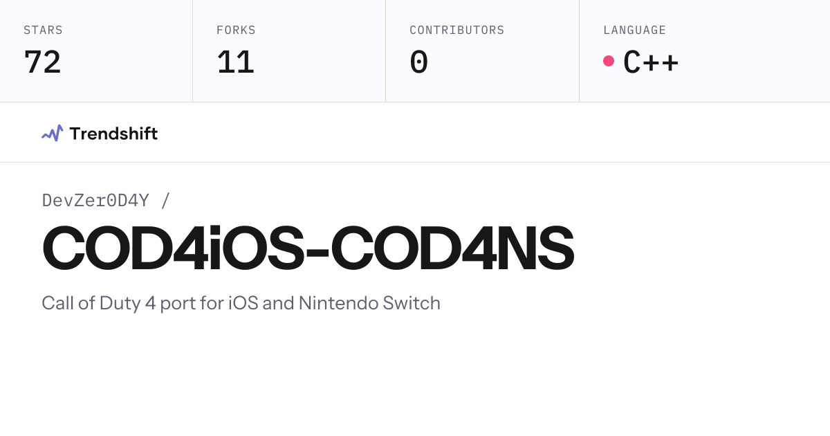 DevZer0D4Y/COD4iOS-COD4NS — GitHub trending stats & insights | Trendshift