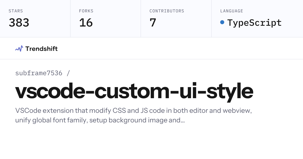 subframe7536/vscode-custom-ui-style — GitHub trending stats & insights ...