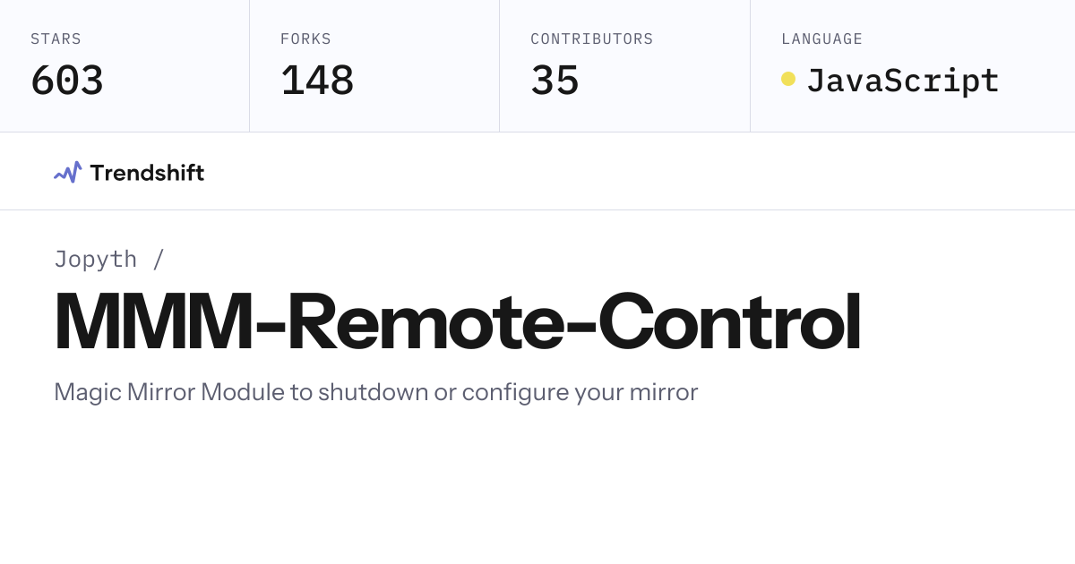 Jopyth/MMM-Remote-Control — GitHub trending stats & insights | Trendshift