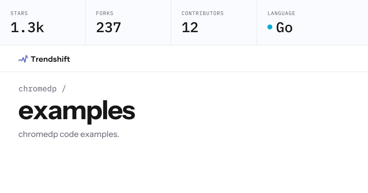 chromedp/examples — GitHub trending stats & insights | Trendshift