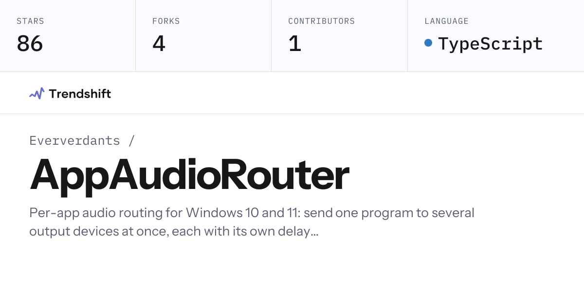 Eververdants/AppAudioRouter — GitHub trending stats & insights | Trendshift