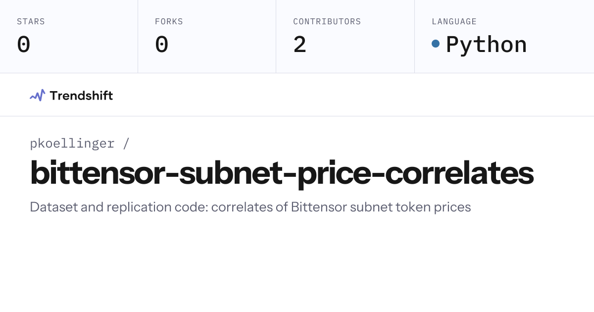 pkoellinger/bittensor-subnet-price-correlates — GitHub trending stats ...