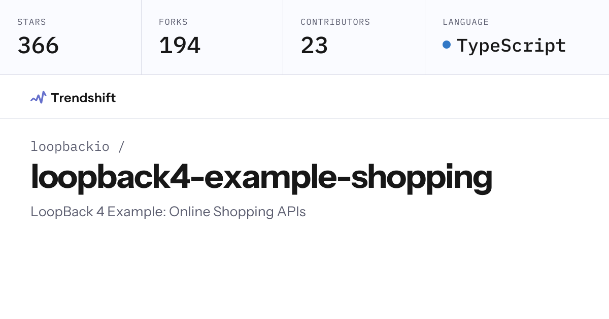 loopbackio/loopback4-example-shopping — GitHub trending stats ...