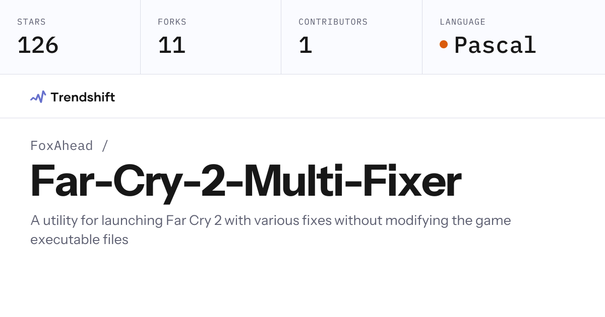FoxAhead/Far-Cry-2-Multi-Fixer — GitHub trending stats & insights ...