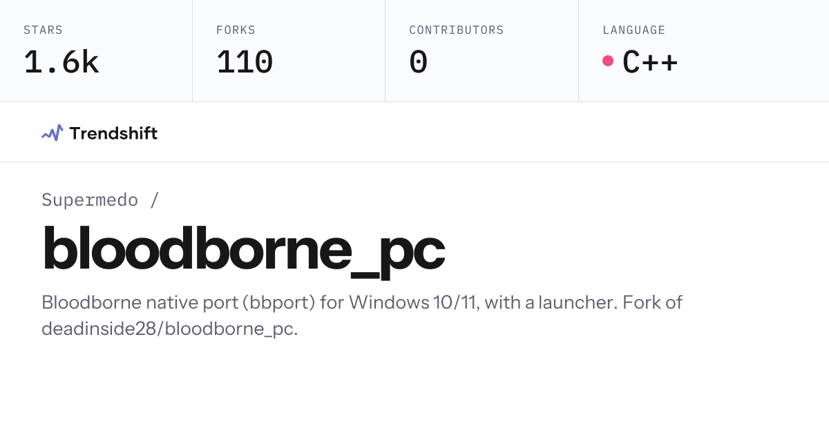 Supermedo/bloodborne_pc — GitHub trending stats & insights | Trendshift