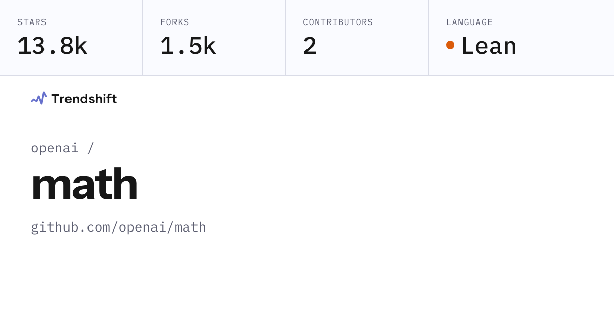 openai/math — GitHub trending stats & insights | Trendshift