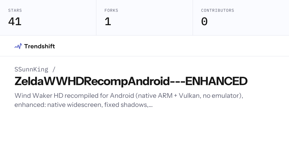 SSunnKing/ZeldaWWHDRecompAndroid---ENHANCED — GitHub trending stats ...