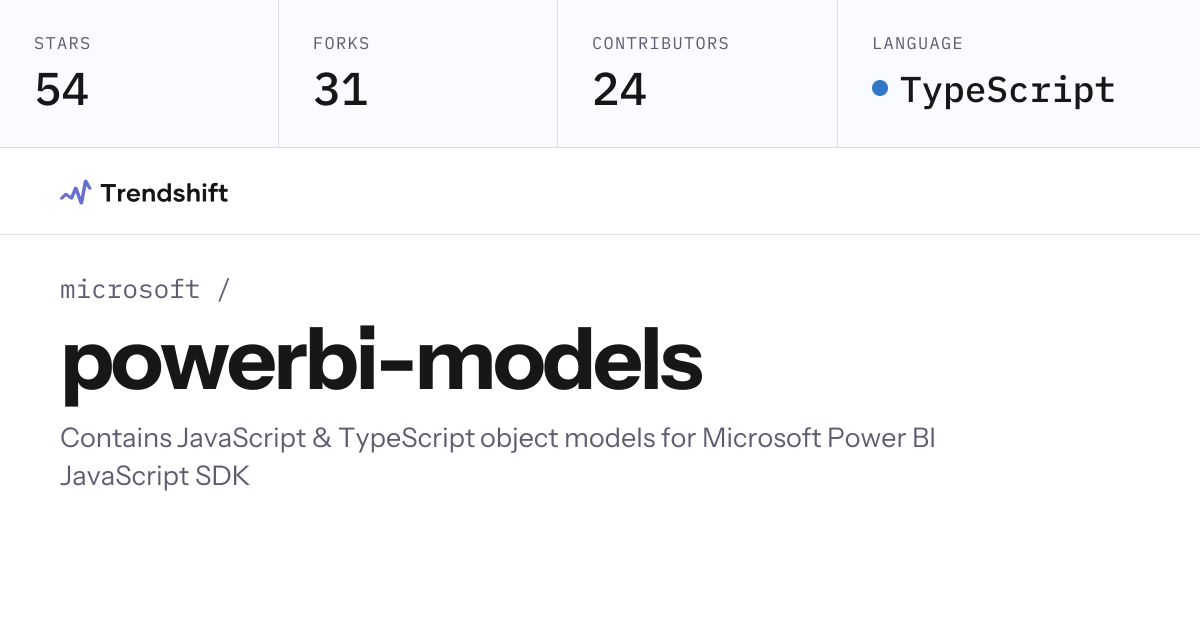 microsoft/powerbi-models — GitHub trending stats & insights | Trendshift