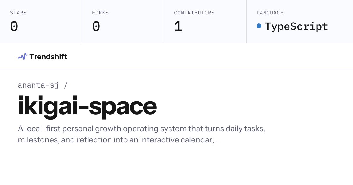 ananta-sj/ikigai-space — GitHub trending stats & insights | Trendshift