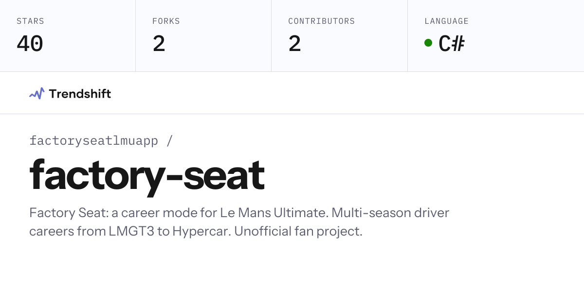 factoryseatlmuapp/factory-seat — GitHub trending stats & insights ...