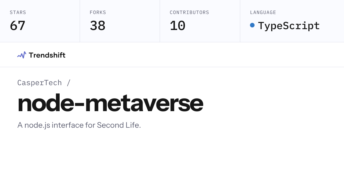 CasperTech/node-metaverse — GitHub trending stats & insights | Trendshift