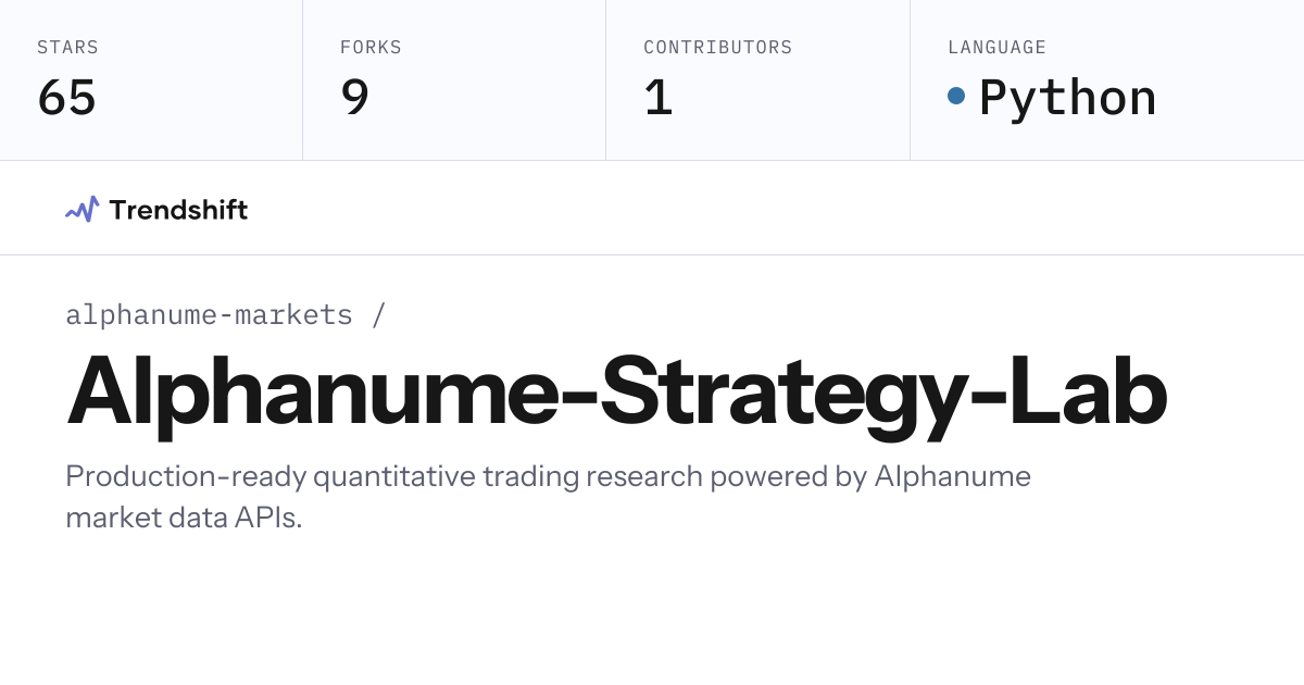 alphanume-markets/Alphanume-Strategy-Lab — GitHub trending stats ...