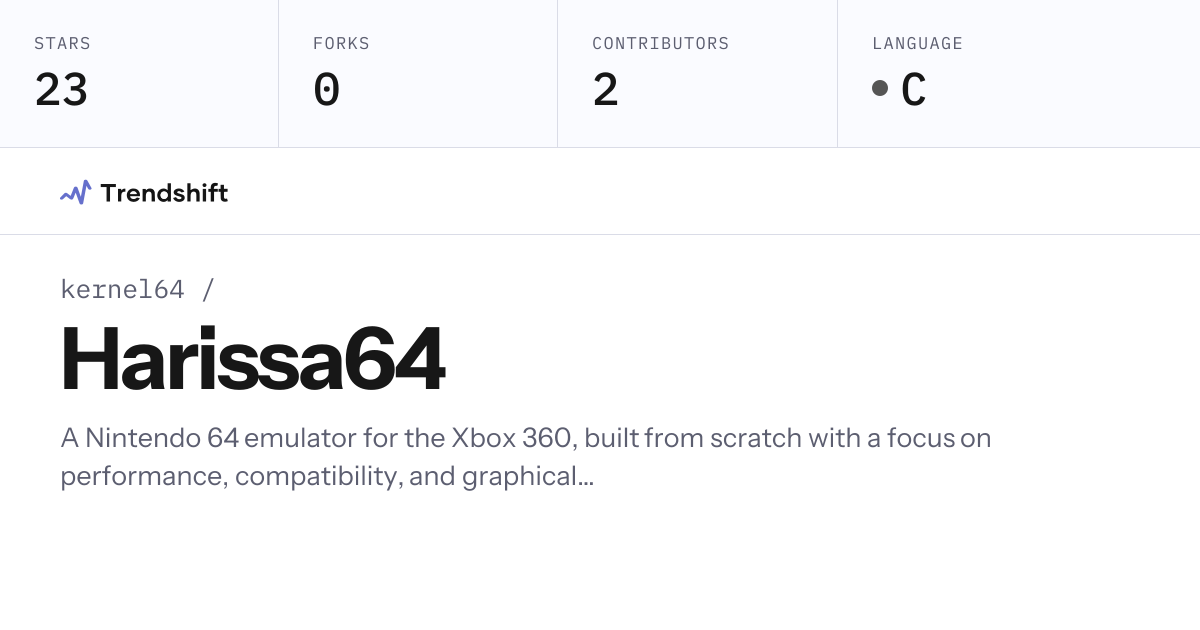 kernel64/Harissa64 — GitHub trending stats & insights | Trendshift